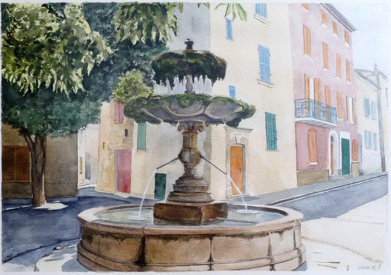 1992-02 - Fontaine village de Provence - cadre 50x70