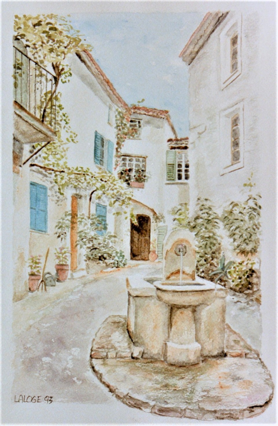 1993-06 - Placette Fontaine Saint- Paul de Vence - cadre 40x50 