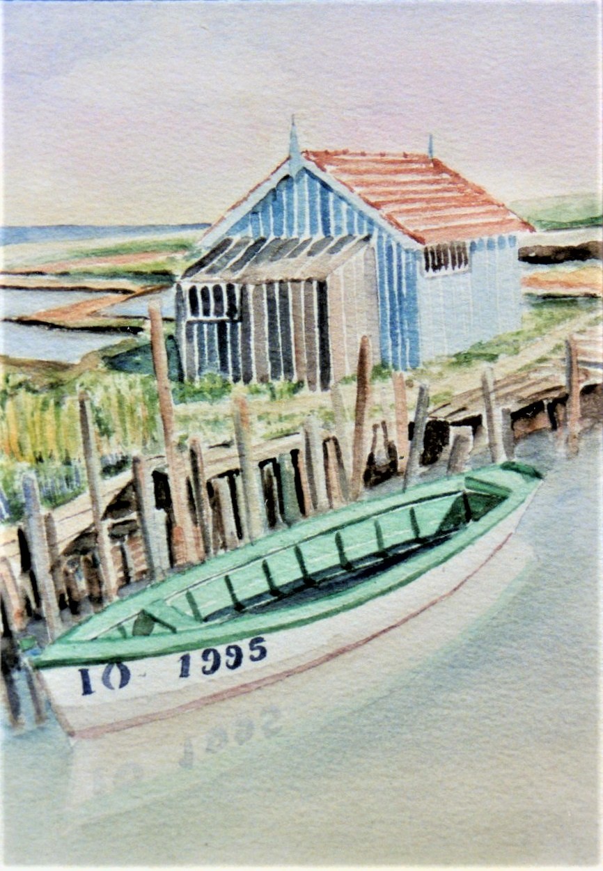 1995-01 - Barque et cabane à l'île d'Oléron - cadre 20x30 