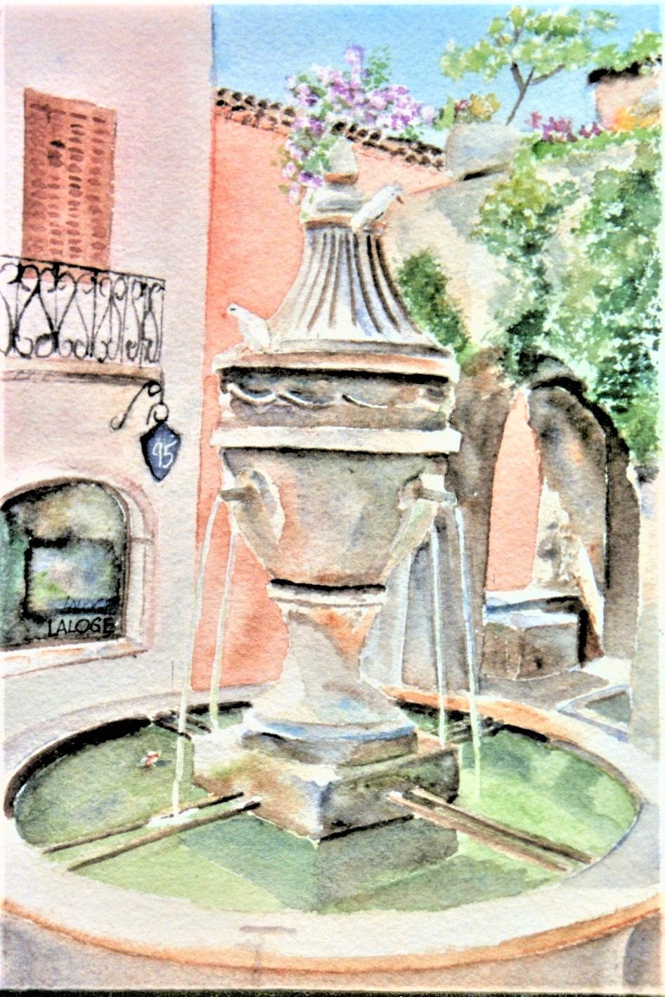 1995-15 - Fontaine de Saint-Paul de Vence - cadre 20x30 