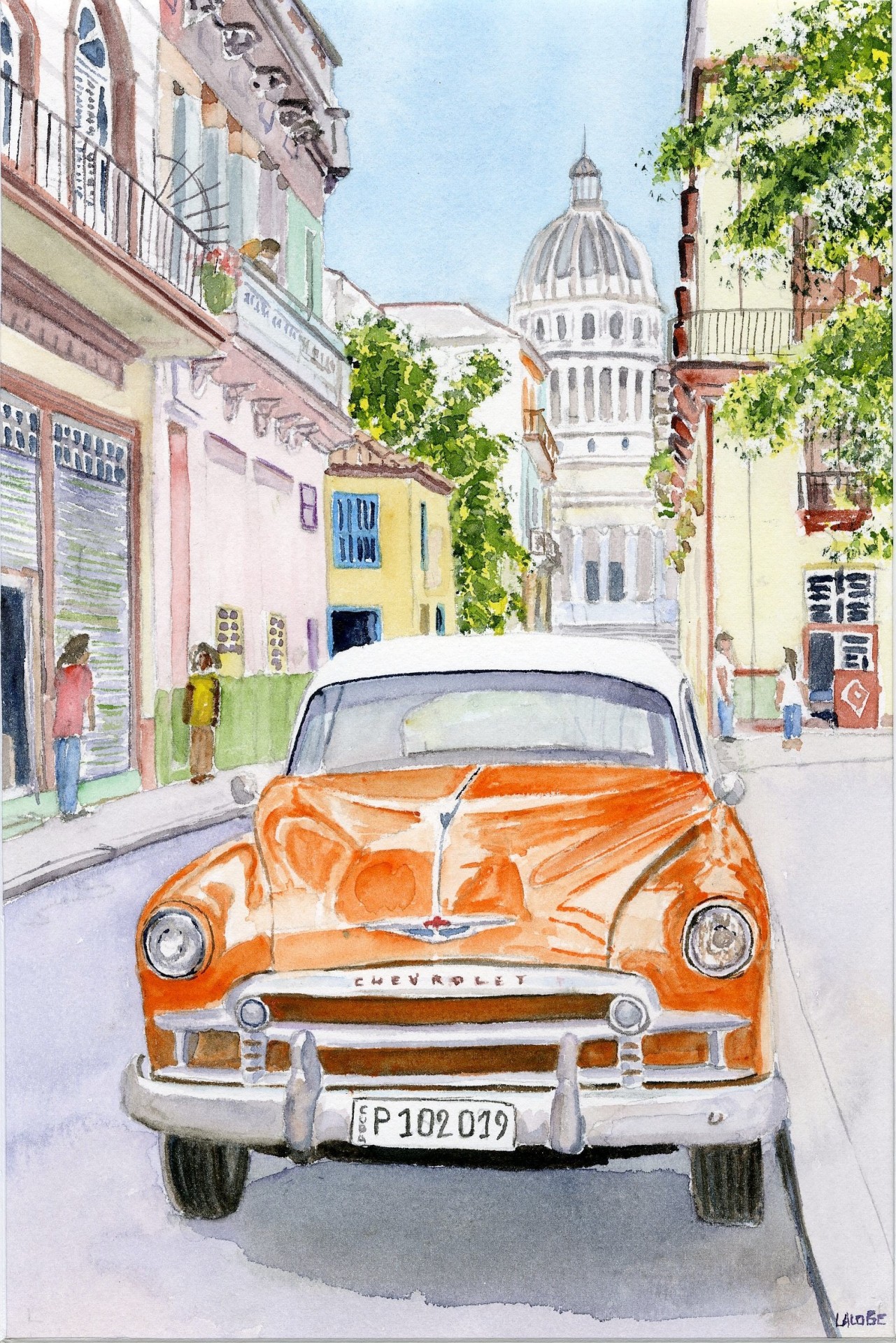 2019-10 Chevrolet orange à la Havane cadre 30x40 s