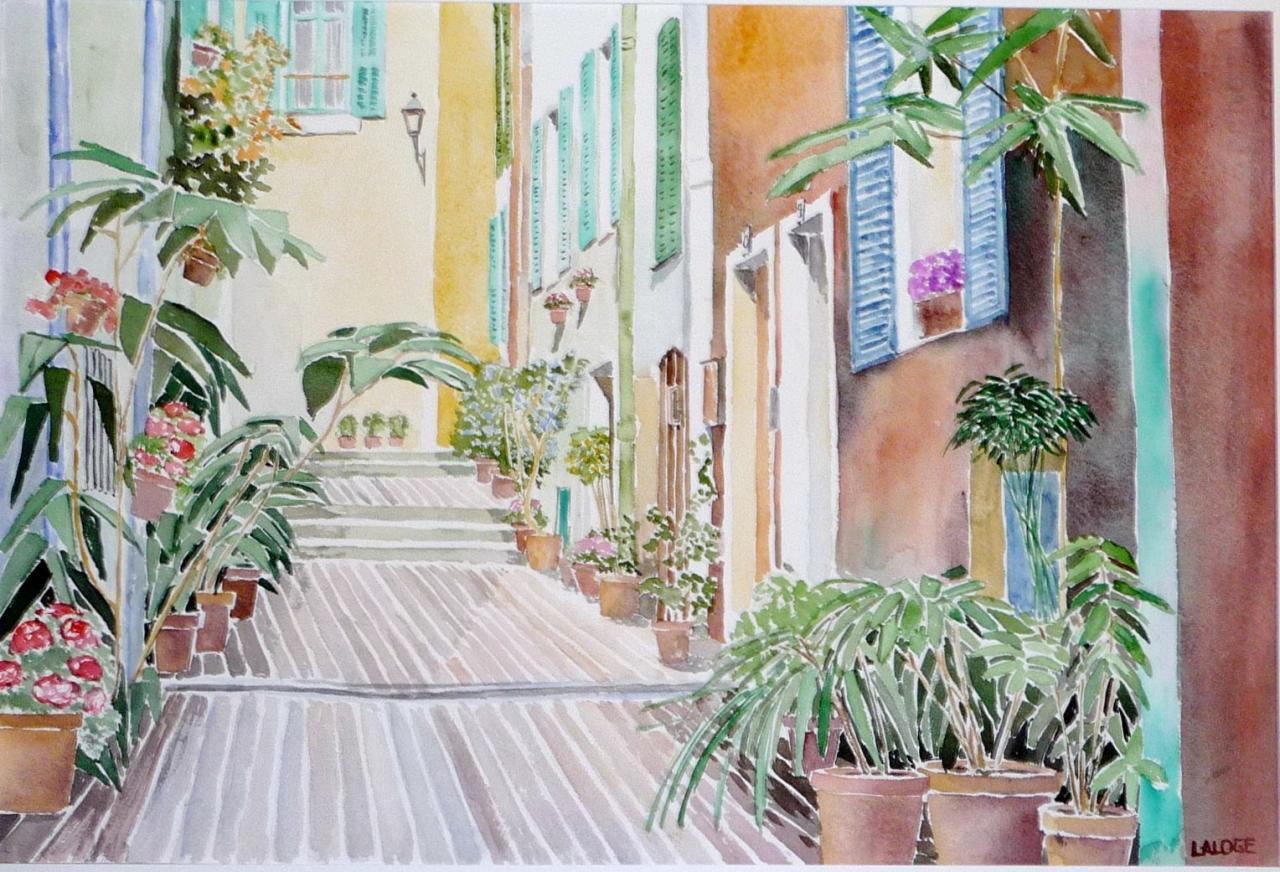 2009-04 - Ruelle Villefranche sur mer - cadre 50x70