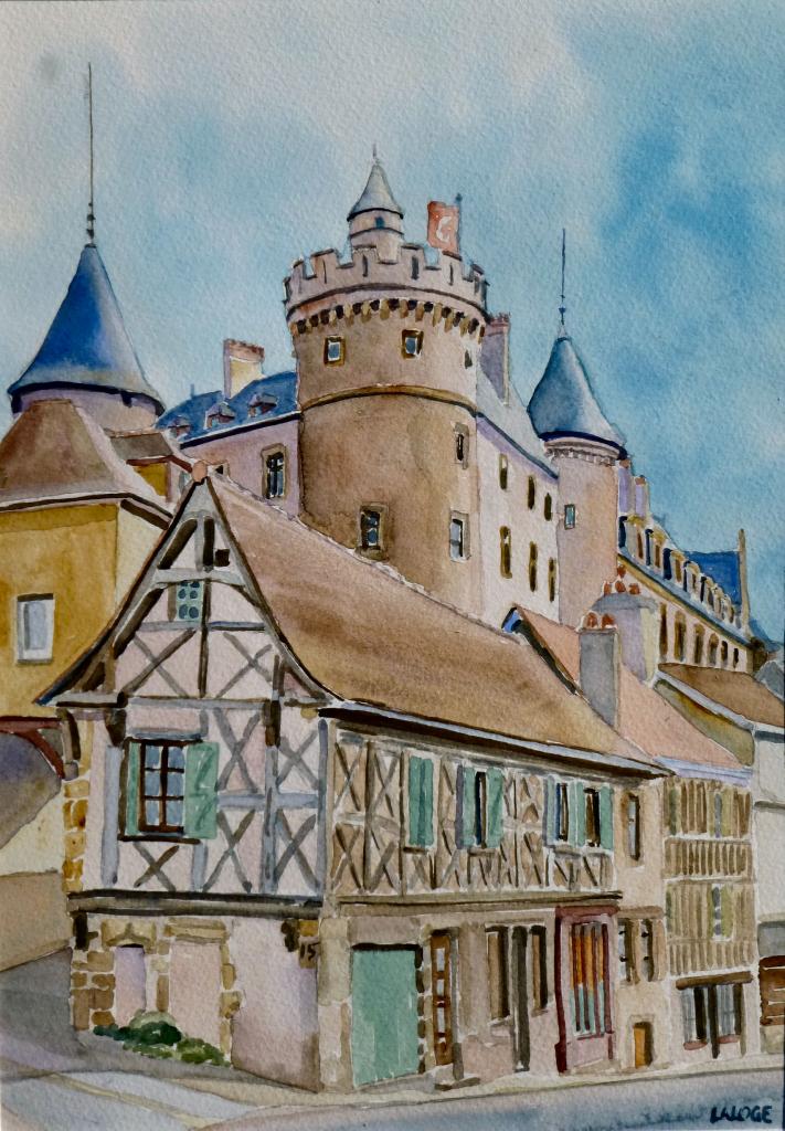 2015-21 - Maison au pied du château de Lapalisse - cadre 30x40