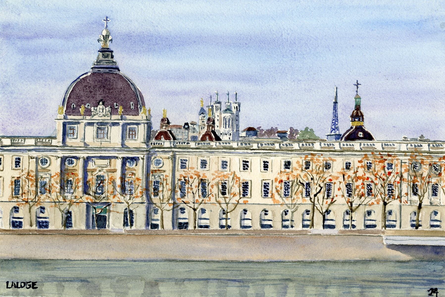 2024-13 - Lyon Hôtel Dieu en hivers - cadre 30x40 S