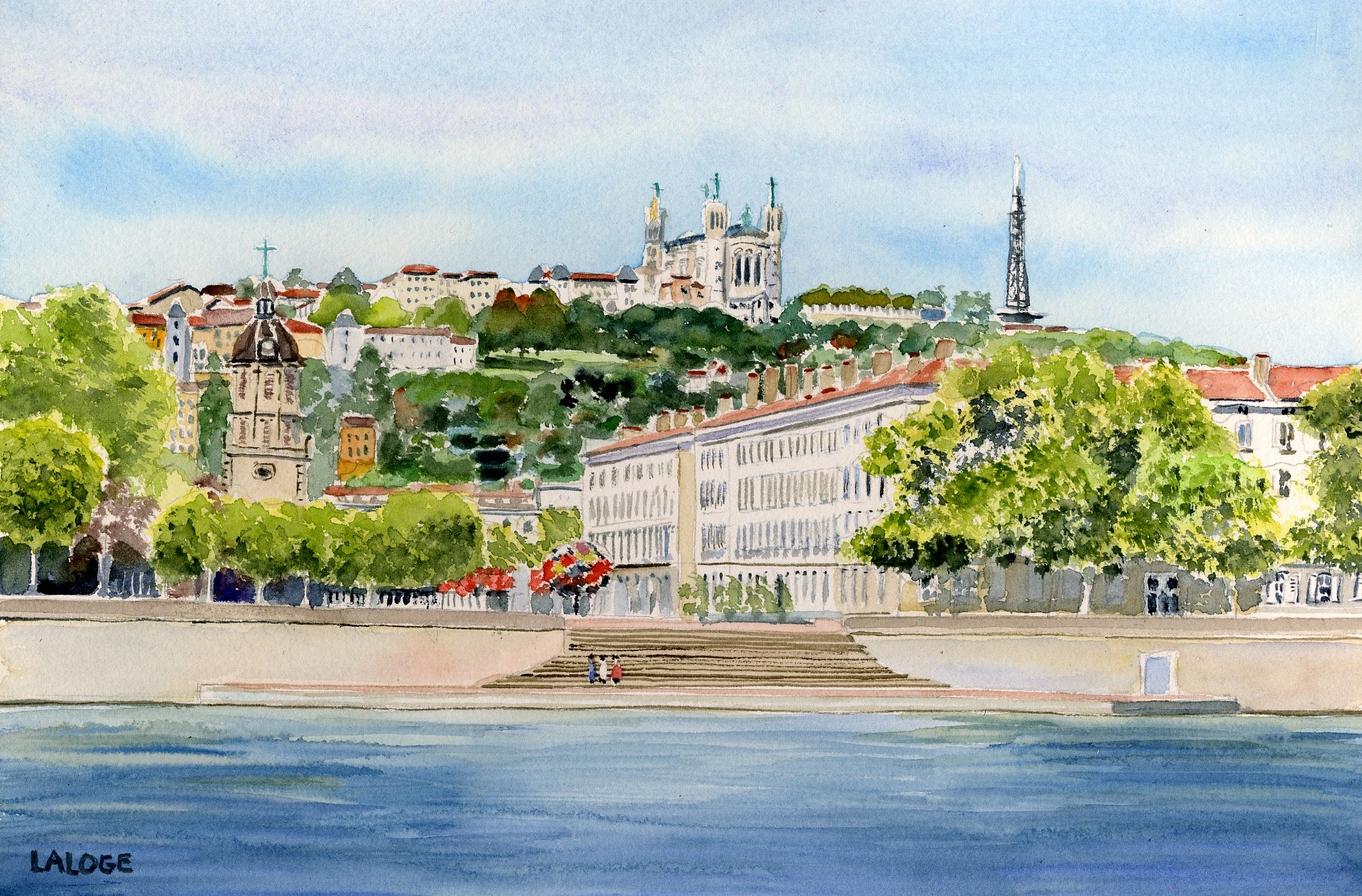 2025-04 - Lyon Quai du Rhône sur Place Antonin Poncet - Cadre 30x40 - S